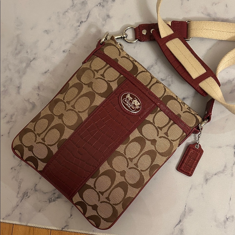 Coach Red and Brown Crocodile Crossbody Bag - Picture 4 of 10